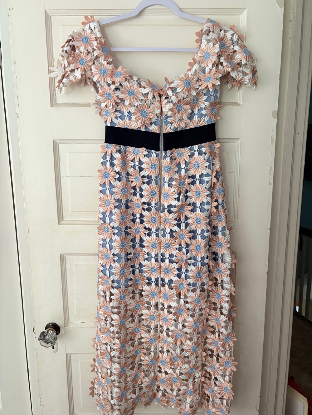 Self Portrait NWT sz 4 Off-Shoulder Floral Appliqué Maxi Dress - Picture 5 of 7
